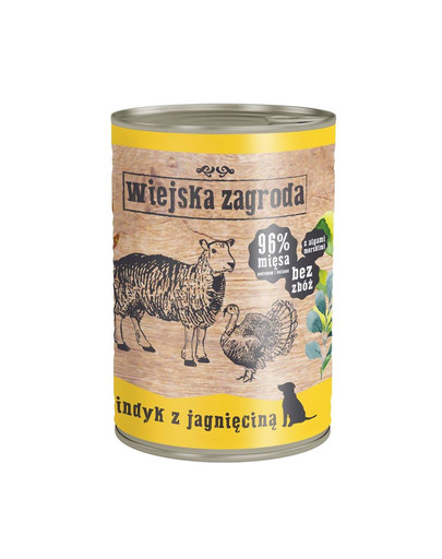 WIEJSKA ZAGRODA -  nourriture humide dinde et agneau, sans céréales, pour chiens - 400 g