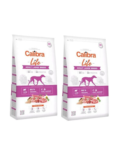 CALIBRA Life Adult Large Breed Lamb - Croquettes d'agneau pour chiens adultes de grandes races - 24 kg (2x12 kg)