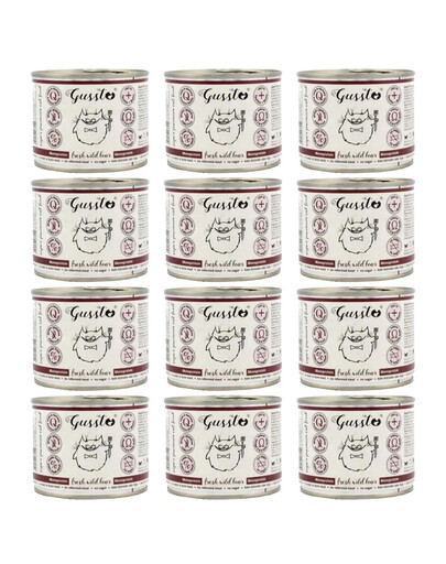 GUSSTO Cat Fresh Wild Boar 12x200 g - nourriture humide pour chats au sanglier