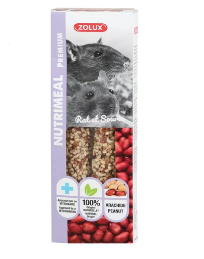 ZOLUX NUTRIMEAL - 3 Stick avec cacahuètes pour rat/souris - 125g