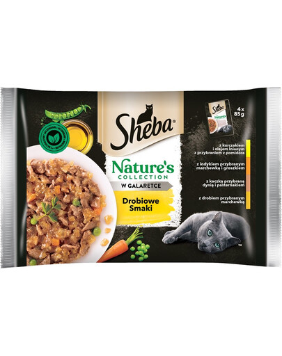 SHEBA Nature's Collection Poultry Flavours aliment complet humide pour chats adultes en sachet gélifié 4x85g