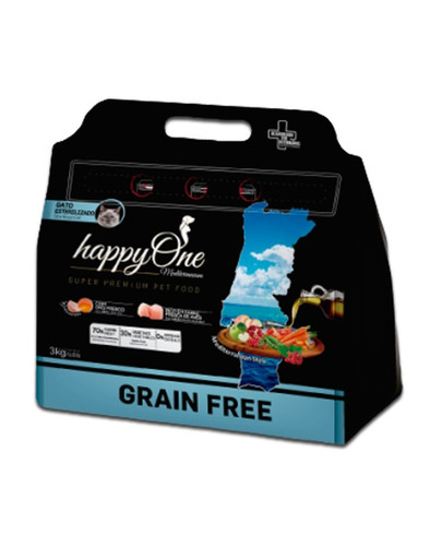 HappyOne Grain-Free Mediterraneum Sterilised Cat 3 kg nourriture sans cereals pour chats sterilisés