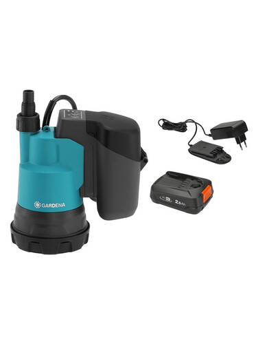 GARDENA Pompe submersible sans fil pour eau propre 2000/2 18V P4A avec batterie rechargeable