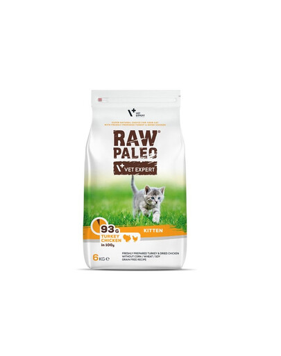 VETEXPERT Raw Paleo Kitten Turkey&Chicken - croquettes dinde et poulet pour chatons - 6 kg