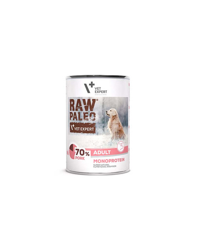 VETEXPERT Raw Paleo - Nourriture humide de porc pour chiens - 400g