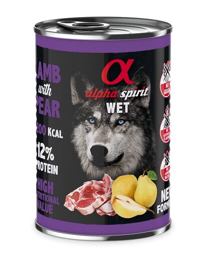 ALPHA SPIRIT Wet Lamb&Pear Aliment humide avec agneau et poire pour chiens 400 g