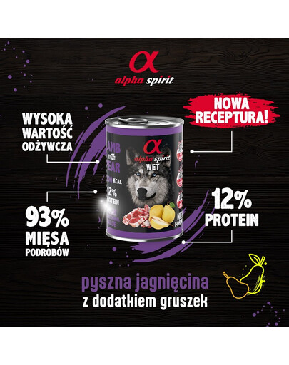 ALPHA SPIRIT Wet Lamb&Pear Aliment humide avec agneau et poire pour chiens 400 g
