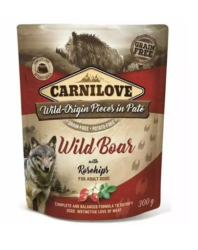 CARNILOVE Wild Boar With Rosehips nourriture humide pour chiens adultes au sanglier 12x300g