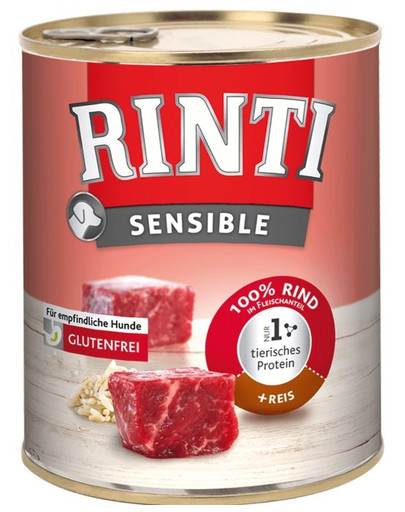 RINTI Sensible - conserve au bœuf et riz pour chiens sensibles - 6x800 g + sac GRATUIT