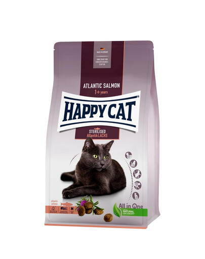 HAPPY CAT Sterilised Saumon atlantique 10 kg pour chats stérilisés