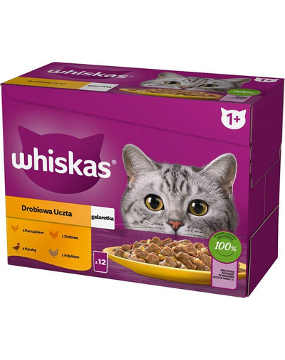 WHISKAS Poulet, canard, volaille, dinde en gelée 12x85g