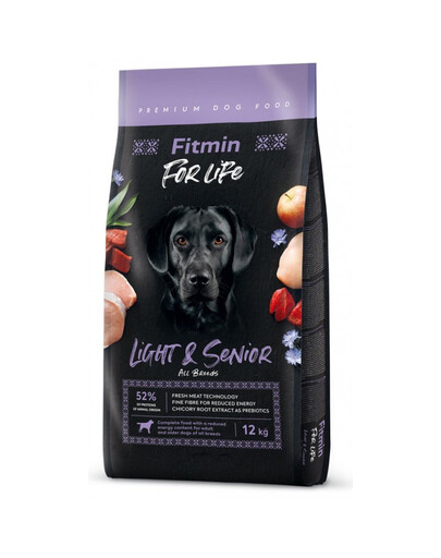 FITMIN Dog For Life Light & Senior nourriture pour chiens adultes et seniors 12 kg