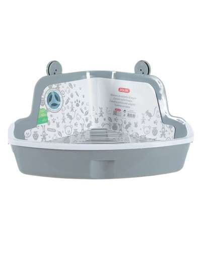 ZOLUX - Bac à litière d'angle avec couvercle pour votre rongeur, gris
