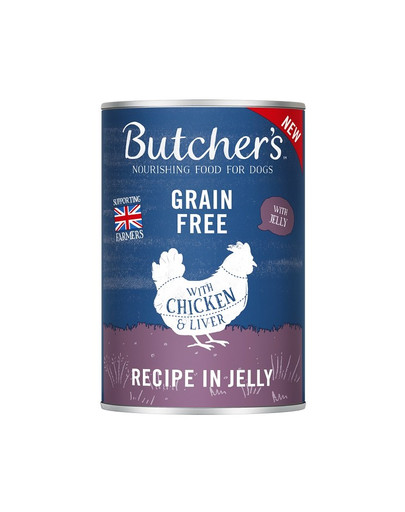 BUTCHER'S Original Recipe in Jelly Chicken & Liver 400g nourriture pour chiens, morceaux de poulet en gelée
