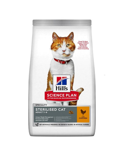 HILL'S Science Plan Young Adult Sterilised Cat Sucha nourriture pour chats avec du poulet 10 kg