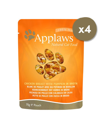 APPLAWS Cat Pouch 12 x 70 g nourriture humide pour chat au poulet et au potiron