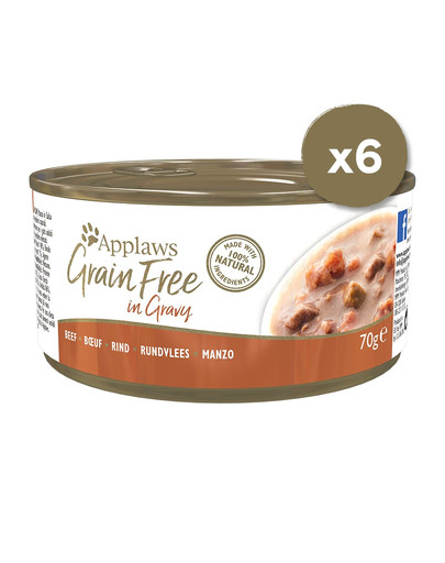 APPLAWS Cat Tin Grain Free Beef in Gravy 6 x 70 g