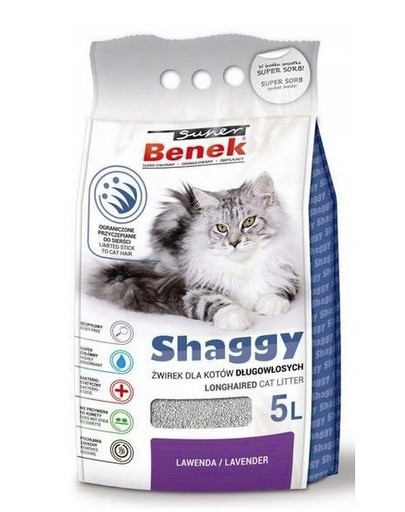 BENEK Shaggy Litière pour chats à la lavande 5 l