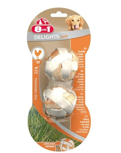 8IN1 Delights Balls M Boules à mâcher à la viande de poulet 2 pièces