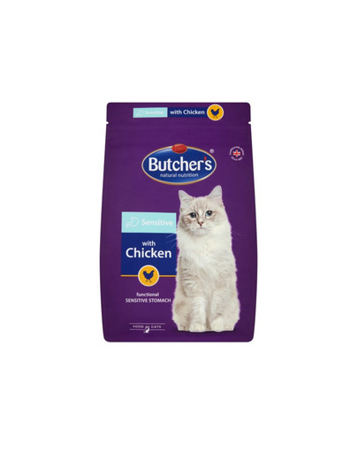 BUTCHER'S Functional Cat Dry Sensitive Croquettes pour Chats au Poulet 800 g