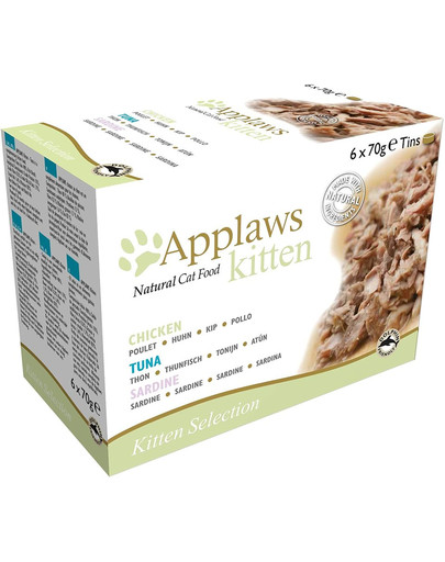 APPLAWS Applaws Cat Tin Multipack Kitten Selection - Nourriture humide pour chatons mix de saveurs avec poisson et poulet - 6 x 70 g