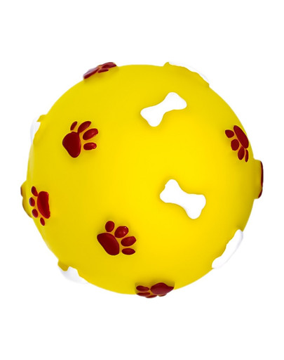 PET NOVA DOG LIFE STYLE Balle avec motif pattes et os 7.5cm jaune