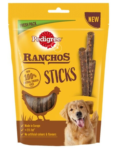 PEDIGREE Ranchos Sticks -  friandises pour chiens au foie de poulet - 600 g (10 x 60 g)