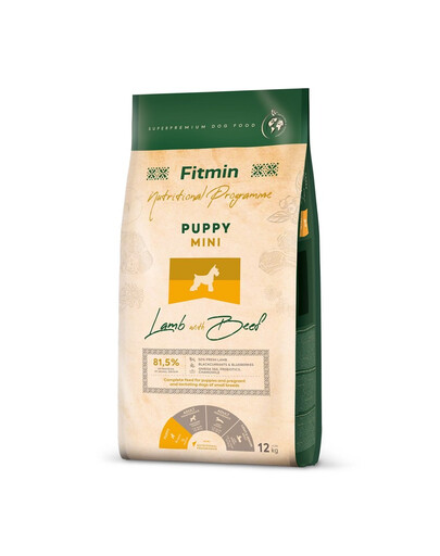 FITMIN Dog Mini Puppy Lamb&Beef 12 kg au agneau et boeuf pour les chiots de petite race
