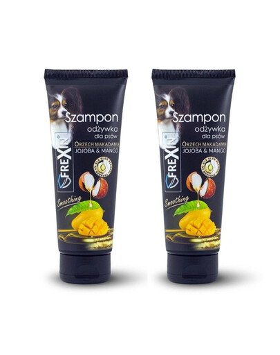 FREXIN Shampooing et après-shampooing 2 en 1 pour chiens Jojoba & Mango 2x220 g
