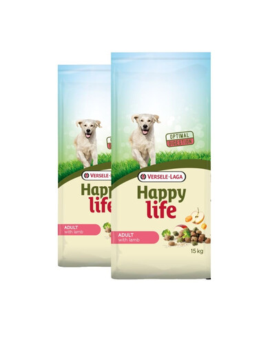 VERSELE-LAGA Happy Life Adult Lamb Aliment sec avec agneau pour chiens adultes 30 kg (2x15 kg)