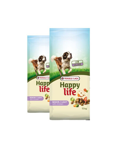 VERSELE-LAGA Happy Life Light Senior Chicken Aliment sec léger avec du poulet pour les chiens âgés 30 kg (2x15 kg)
