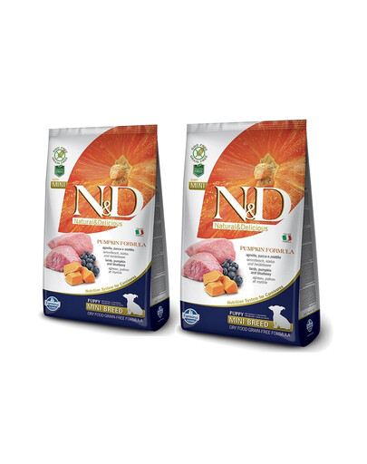 FARMINA N&D Pumpkin Lamb & Blueberry Puppy Mini  2 x 2,5 kg pour les chiots de petite race