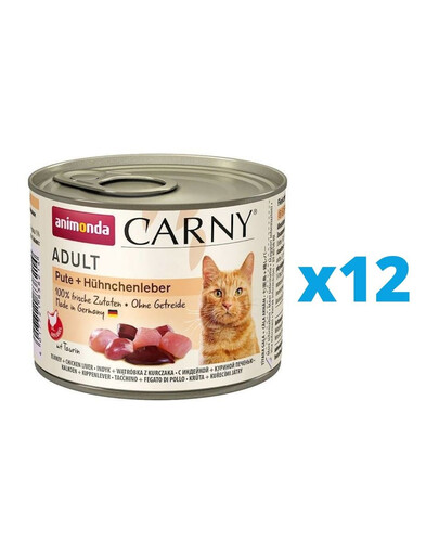 ANIMONDA Carny Adult Dinde et Foie de poulet 12 x 200 g