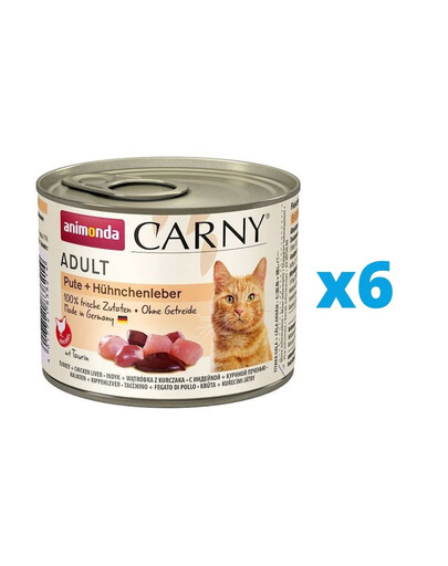 ANIMONDA Carny Adult Combinaison de foie de dinde et de poulet 6 x 200 g