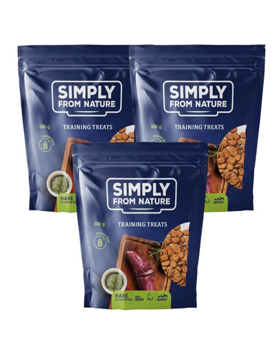 SIMPLY FROM NATURE Friandises d'entraînement à la viande de lièvre et au thé vert 3 x 300 g
