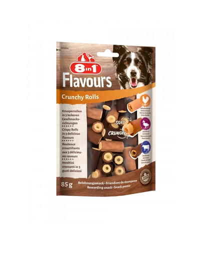 8IN1 Friandise pour chien Flavours Crunchy Rolls 85 g