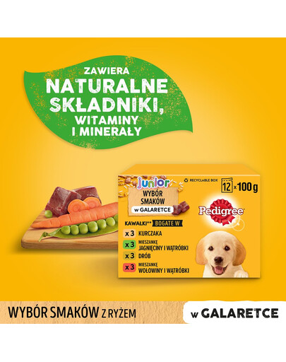 PEDIGREE Vital Protection Portionsbeutel Multipack Junior mit - 4 variétés de viandes en gelée pour jeunes chiens - 48 x 100g