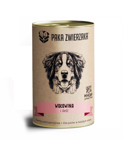 PAKA ZWIERZAKA Aliments pour chiens à base de bœuf et de hareng 400 g