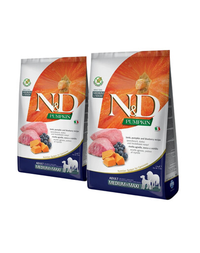 FARMINA N&D GrainFree Pumpkin Lamb & Blueberry Adult Medium & Maxi 2 x 2.5 kg