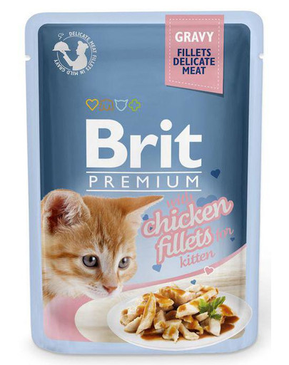 BRIT Premium Cat Pouch with Chicken Fillets in Gravy for Kitten 85g pâtée pour chatons au poulet