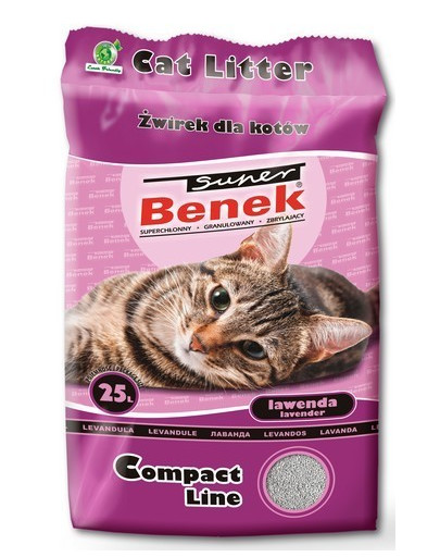 BENEK Super Compact Litière parfumée Lavande 100% naturelle 25 L