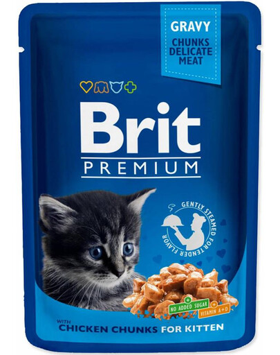 BRIT Premium Cat Pouches Chicken Chunks for Kitten 100g nourriture pour chatons au poulet