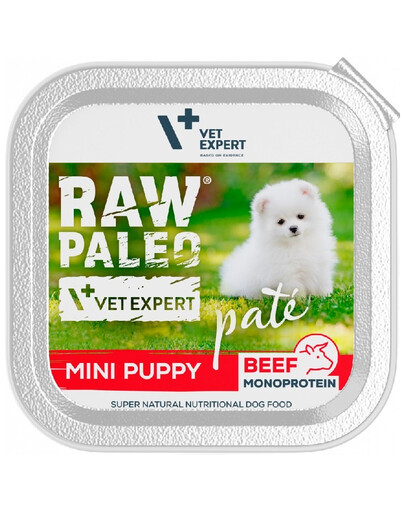 VETEXPERT Raw Paleo Puppy Mini - Pâtée au boeuf pour chiots de petites races - 150g