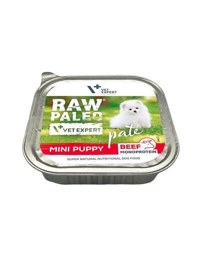 VETEXPERT Raw Paleo Puppy Mini - Pâtée au boeuf pour chiots de petites races - 150g