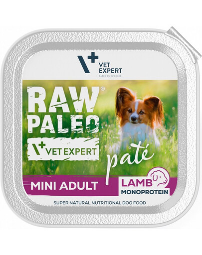 VETEXPERT RAW PALEO Pate Adult Mini Lamb - pâtée à l'agneau pour chien de petites races - 150 g
