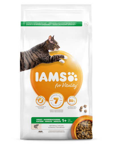 IAMS Cat Adult All Breeds Croquettes avec saumon et poulet 3 kg
