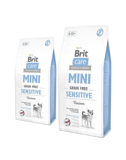 BRIT Care Dog Mini Grain Free sensitive - Venaison pour chiens de petites races avec intolérances alimentaires - 2 x 7 kg
