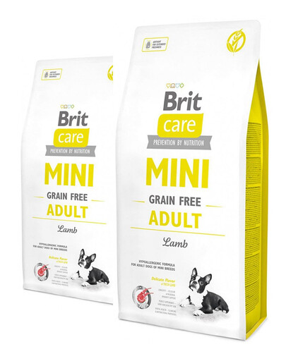 BRIT Care Grain-Free Mini adult lamb - Agneau pour chiens de races mini avec intolérance au gluten - 2 x 7 kg