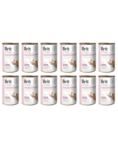 BRIT Veterinary Diet Hypoallergenic Salmon&Pea - Saumon et pois pour chiens avec problèmes dermatologiques - 12x400 g