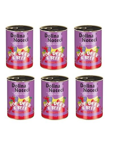 DOLINA NOTECI SuperFood Roe Deer&Beef Aliment humide à base de chevreuil et de bœuf pour chiens adultes 6x400 g